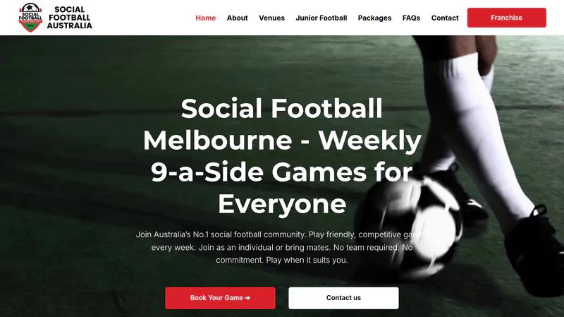 The Social Football Australia website, designed and built by WebOws Design