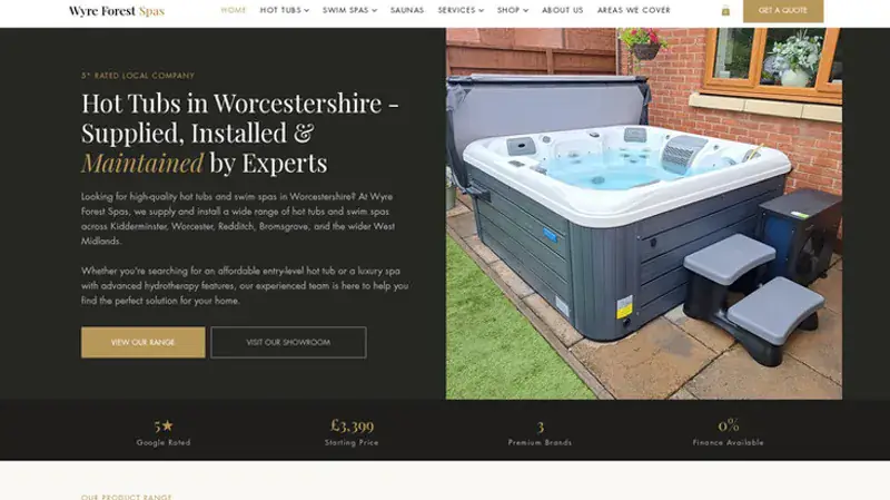 Wyre Forest Spas website designed and built by WebOws Design